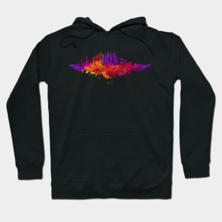 New York City Skyline Colorful Watercolor in red orange and purple Hoodie